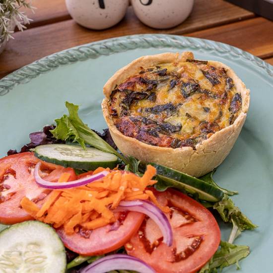 Gluten Free vegetable quiche with salad