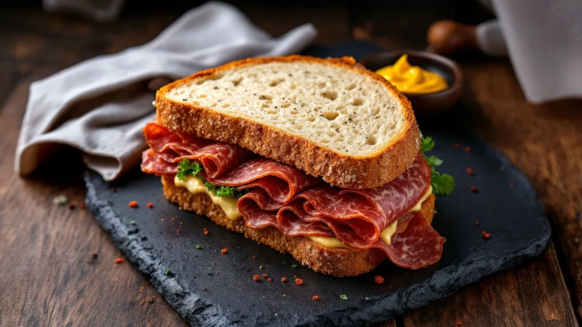 Sandwich spicy salami