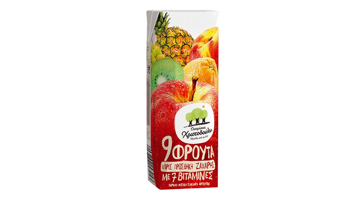 Χυμός Οικογένεια Χριστοδούλου 9 Φρούτα με 7 Βιταμίνες Χωρίς Προσθήκη Ζάχαρης 250ml