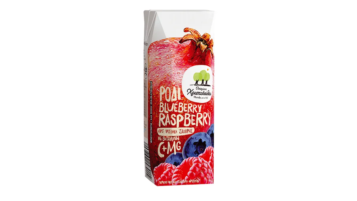 Χυμός Οικογένεια Χριστοδούλου Ρόδι-Blueberry-Raspberry Χωρίς Προσθήκη Ζάχαρης 250ml
