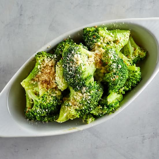 Broccoli Florets topped with parmesan cheese