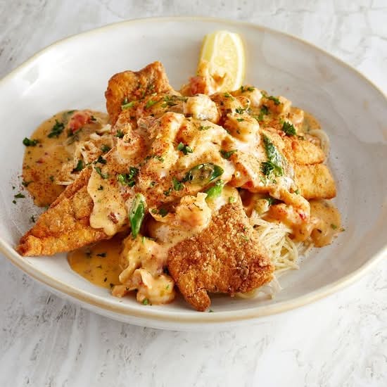Fried Redfish With Crawfish Cream
