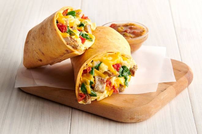 Sausage, Egg and Cheddar Breakfast Wrap