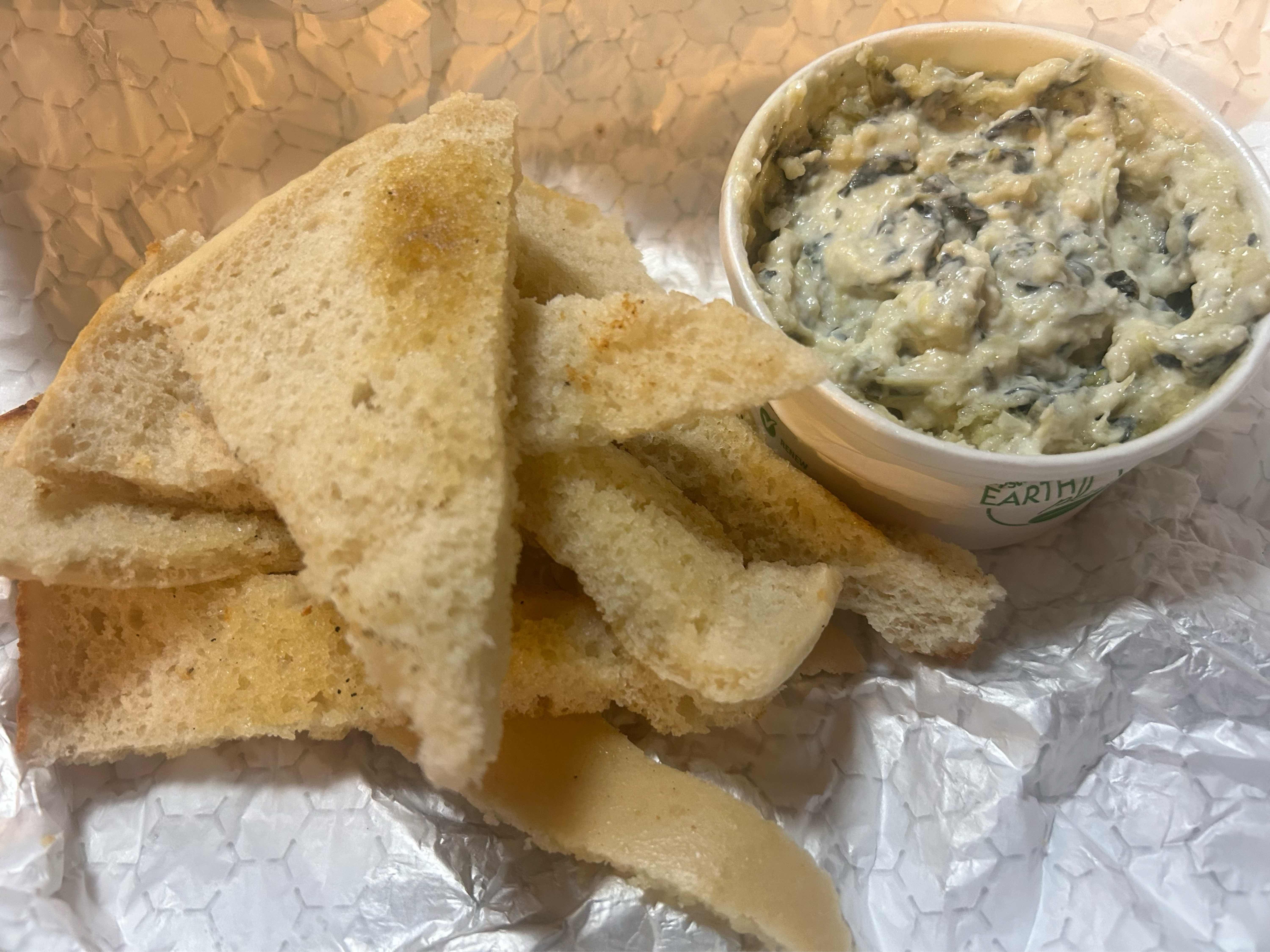 Spinach Artichoke Dip with Focaccia Bread