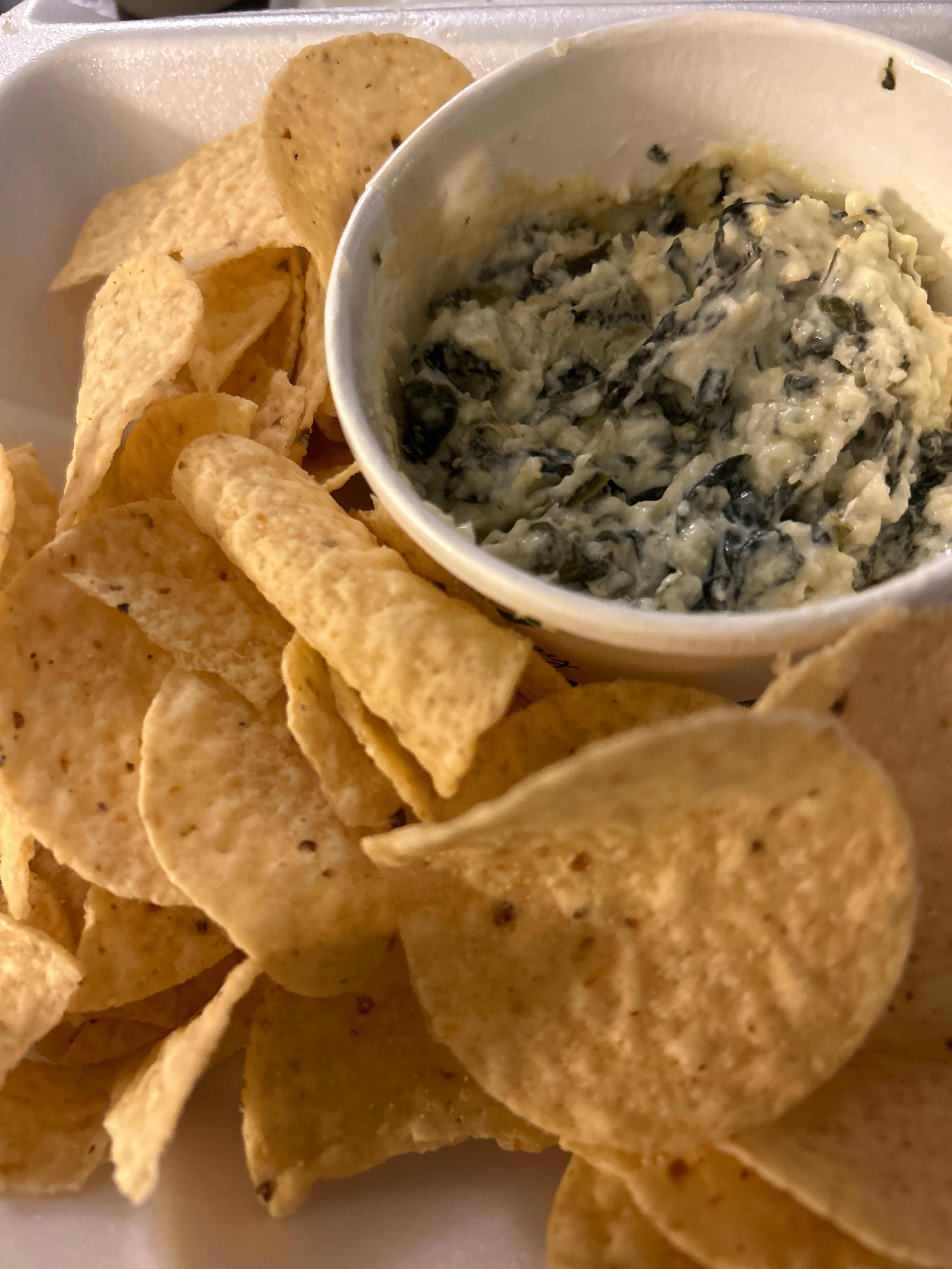 Spinach Artichoke Dip with Tortilla Chips