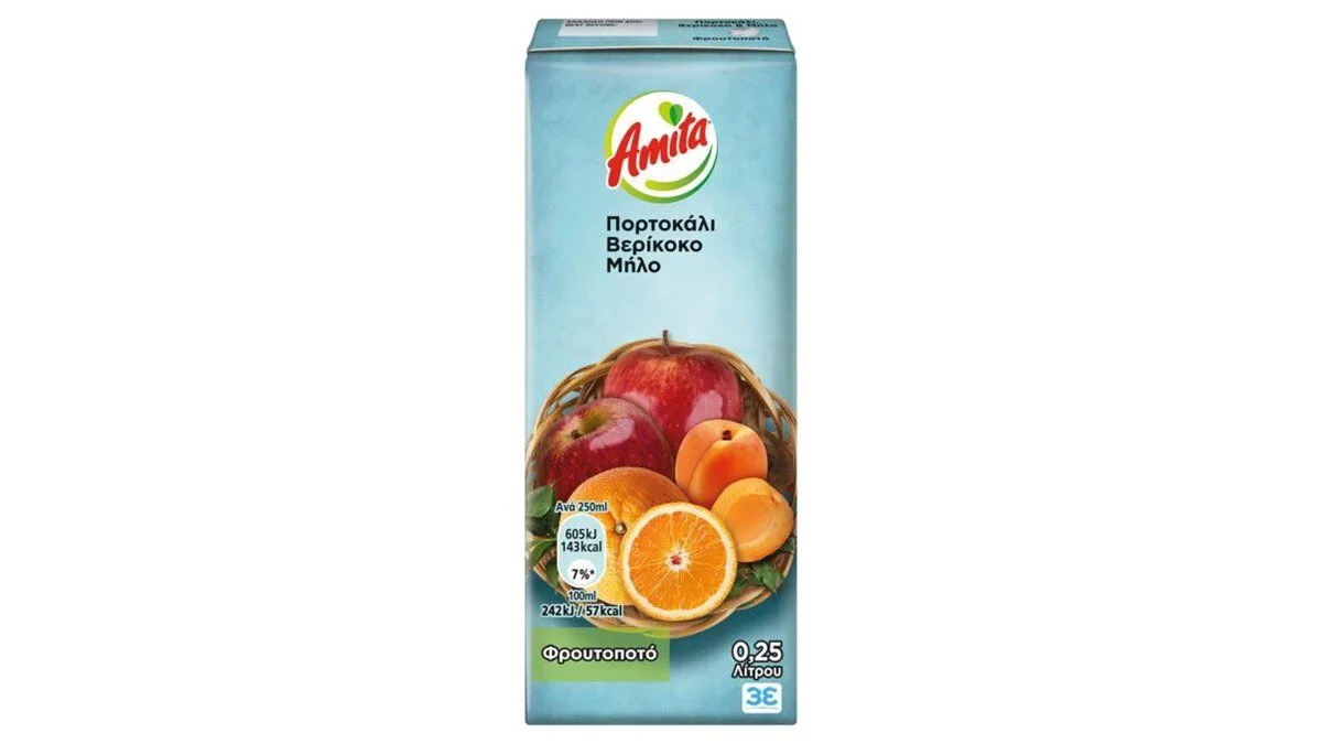 Amita Φρουτοποτό Πορτοκάλι-Μήλο-Βερύκοκο 0.25 l