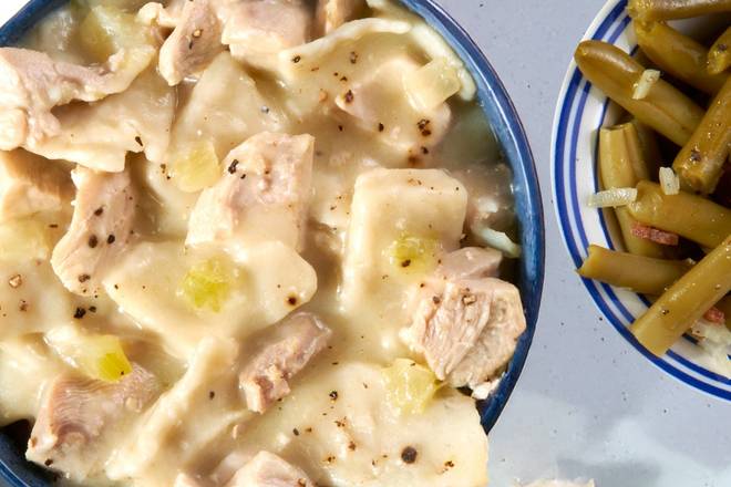 Bowl of Chicken N' Dumplins and One Side