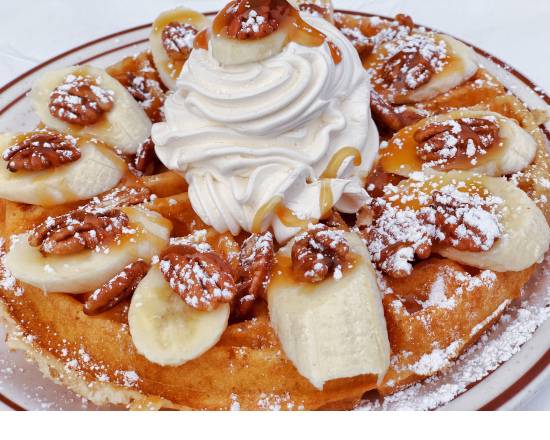 Caramel Banana Pecan Waffle