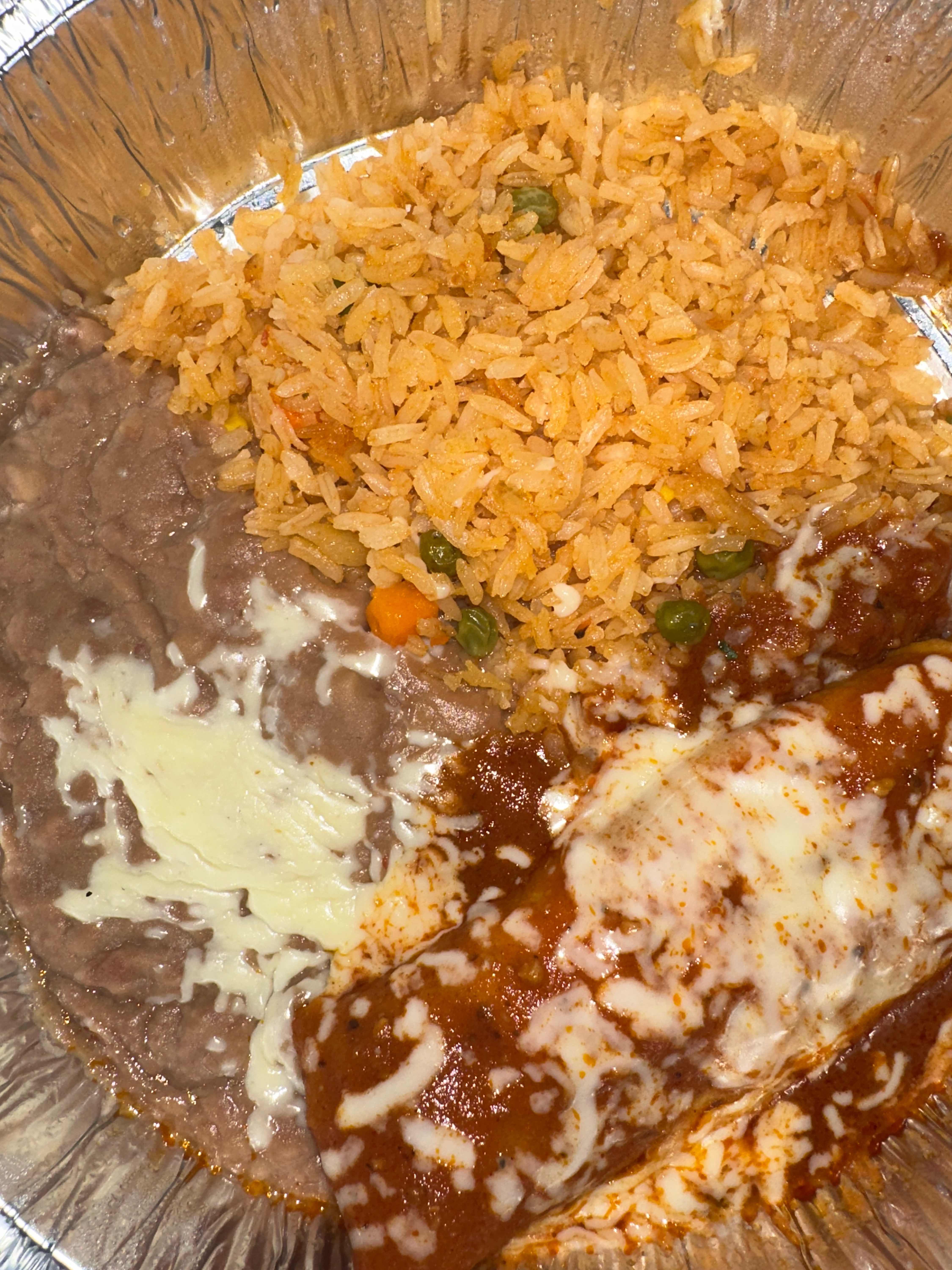 # 1 One Enchilada, Rice and Beans