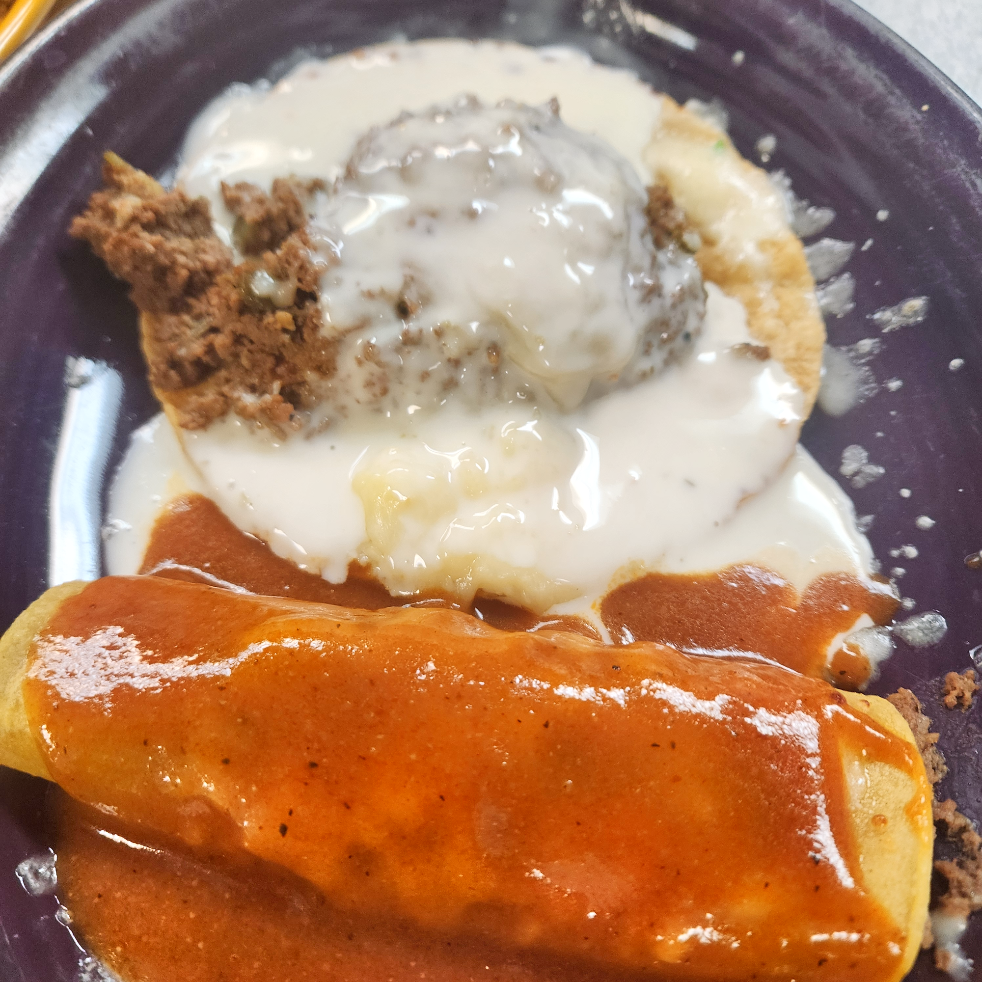 3. One Taco, One Enchilada and One Tostada with Beef and Cheese.