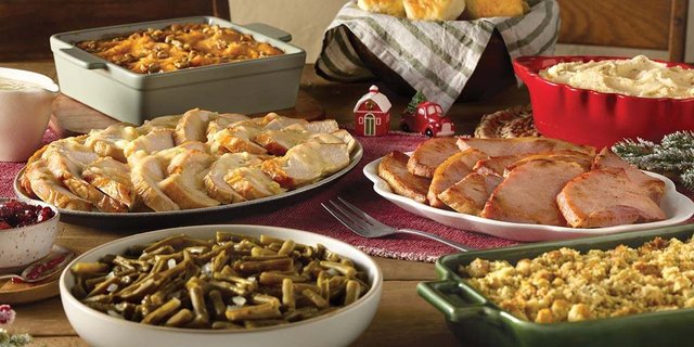Turkey and Dressing and Sugar Ham Buffet w/ Three Sides