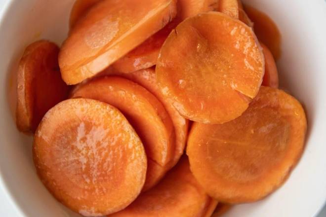 Side Of Steamed Carrots and Herbs