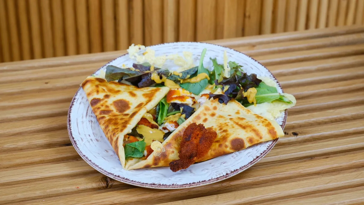 Breaded Chicken, Cheese, Honey Mustard, Green Salad