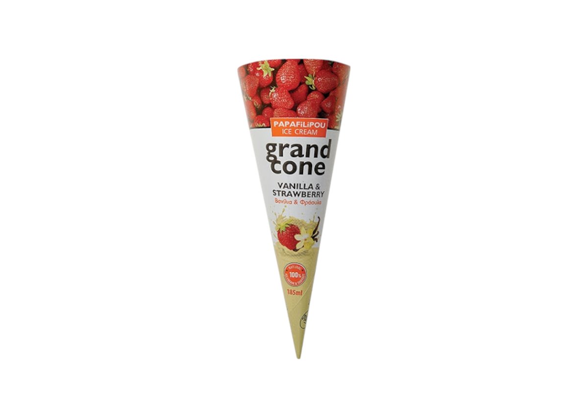 Cone Vanilla and Strawberry Ice Cream