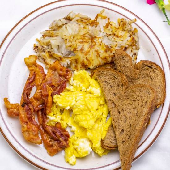 Breakfast Special (2 eggs, bacon, hash brown and toast. Not in crepe)
