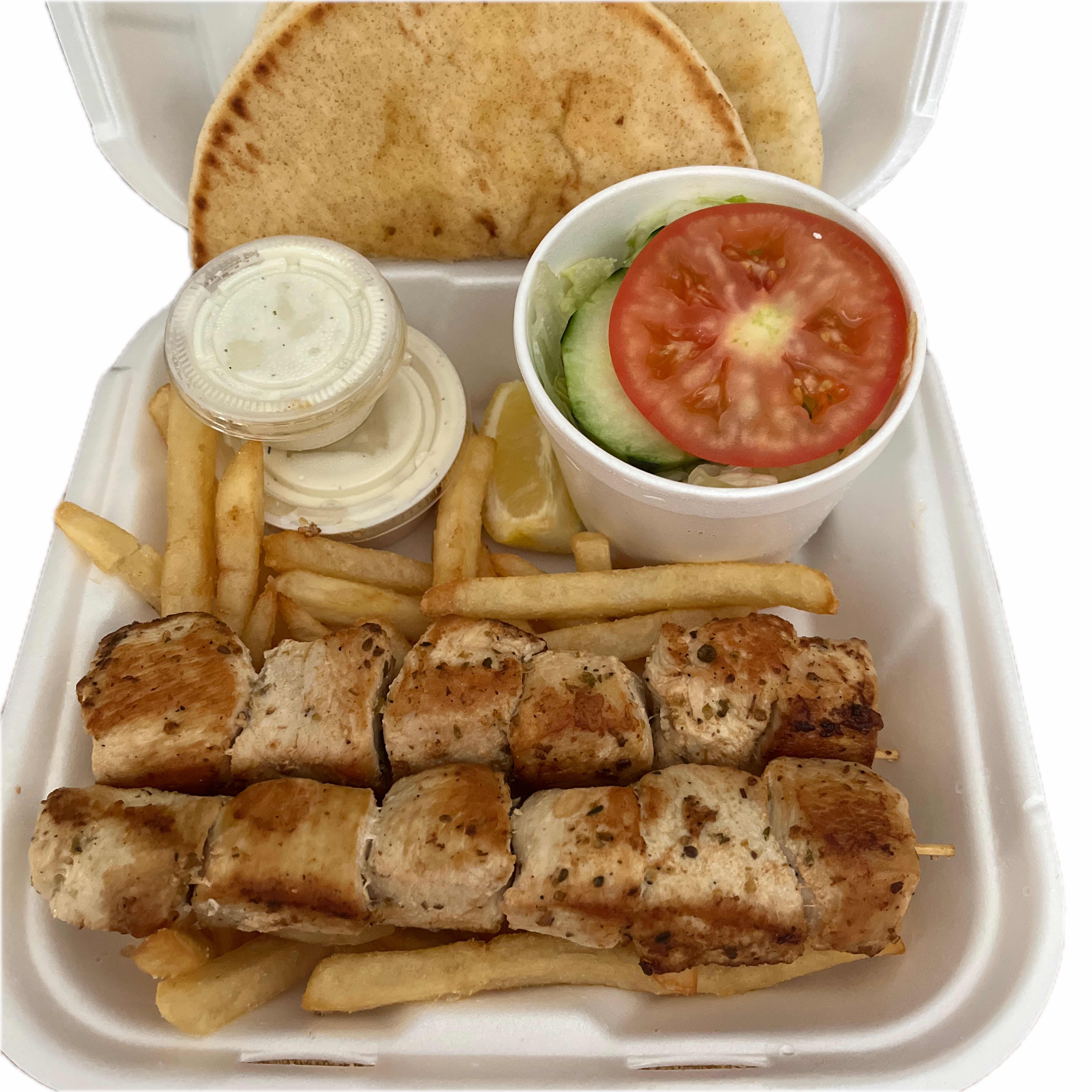 Double Chicken Souvlaki Plate