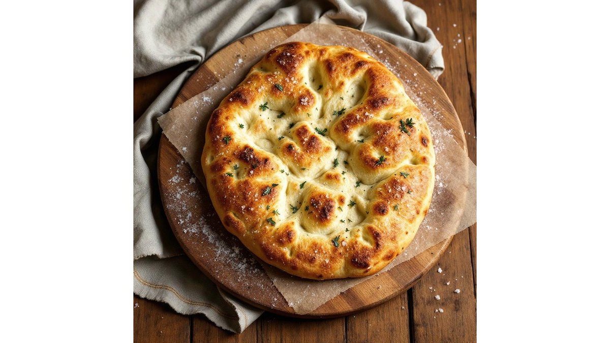 Focaccia cu ierburi aromatice și ulei de măsline