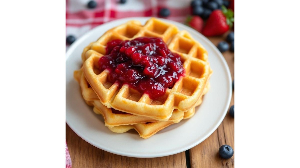 Vaffe cu dulceață vișine