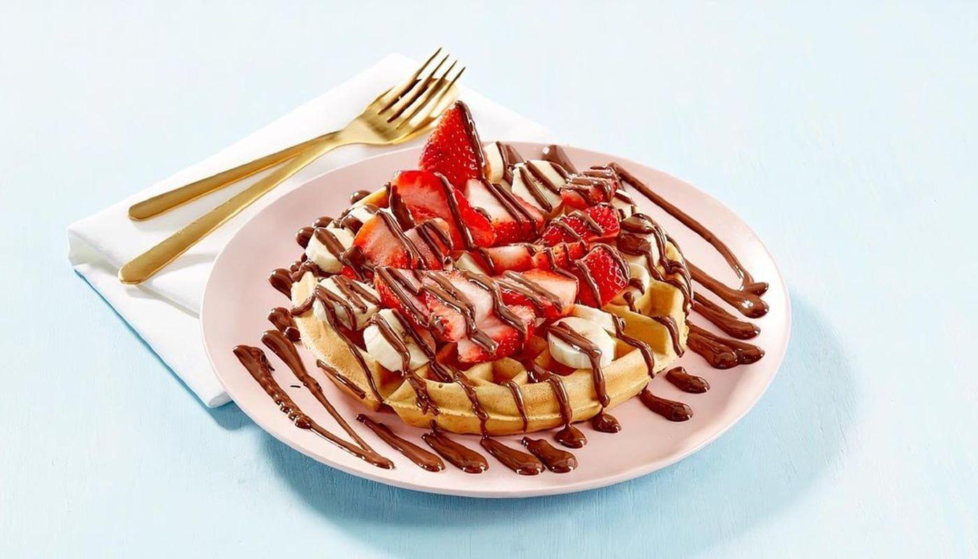Strawberry and Banana with Nutella  Waffle