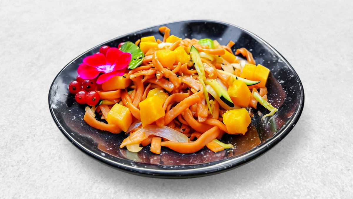 Pumpkin Noodles with Wok Vegetables