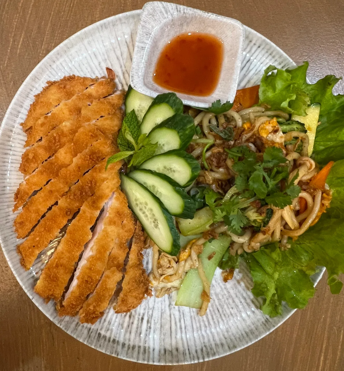 Crunchy Chicken Teriyaki with stirred UDON
