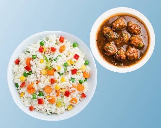 Vegetable Fried Rice and Cauliflower Manchurian Madness