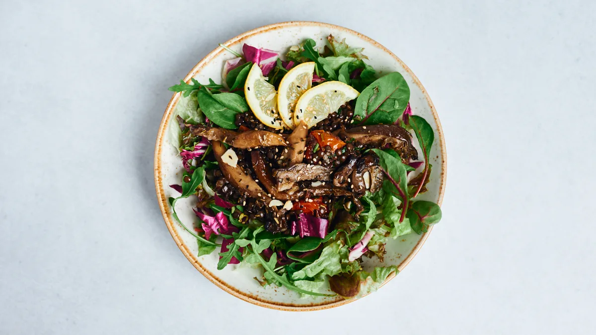 Beluga Lentils on a Bed of Lettuce