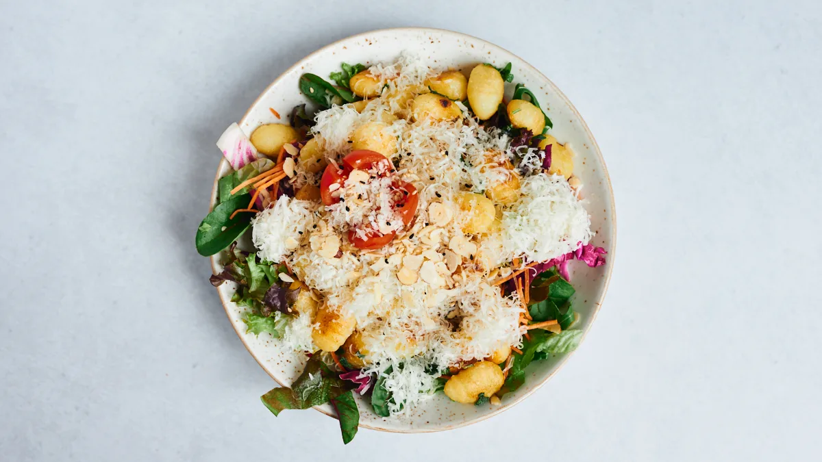 Sage Gnocchi on Mixed Salad