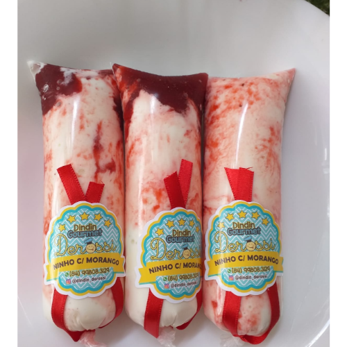 Dindin Gourmet Ninho com Morango