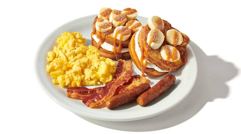 Salted Caramel Banana Stuffed French Toast Slam