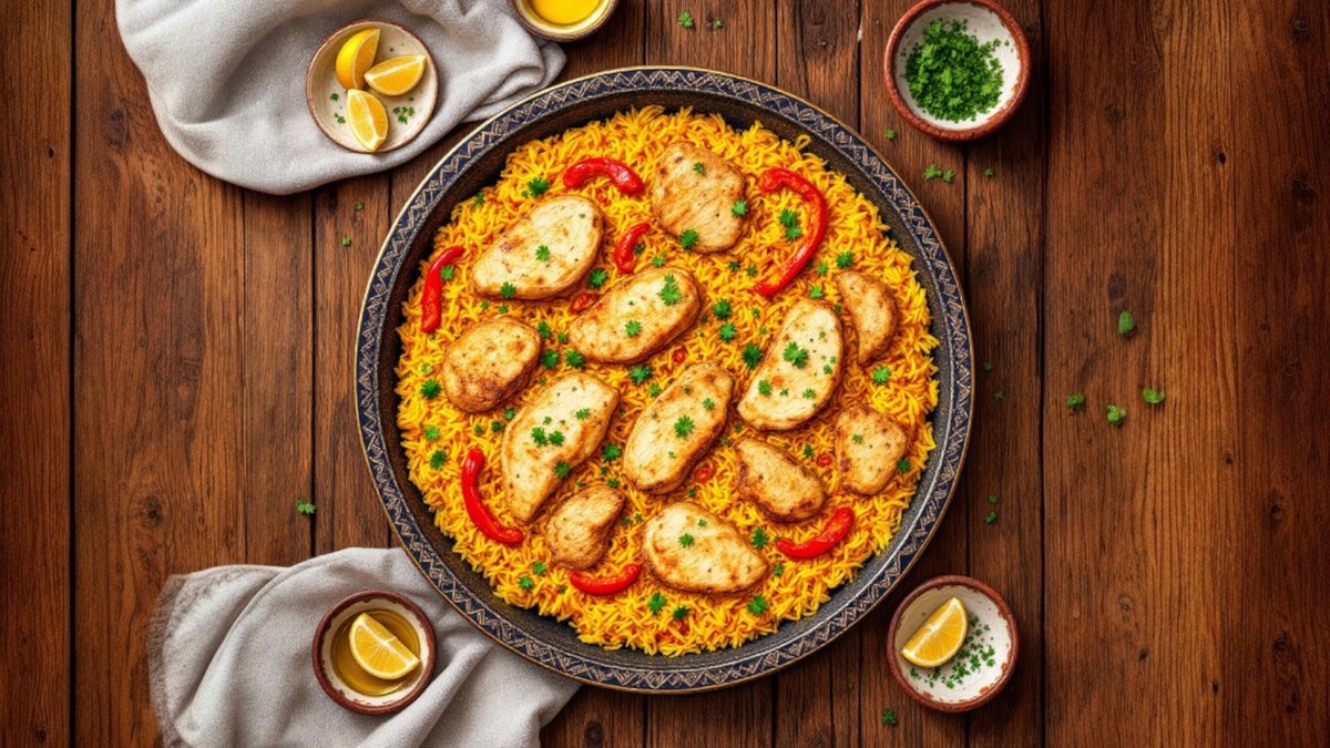Paella cu piept de pui