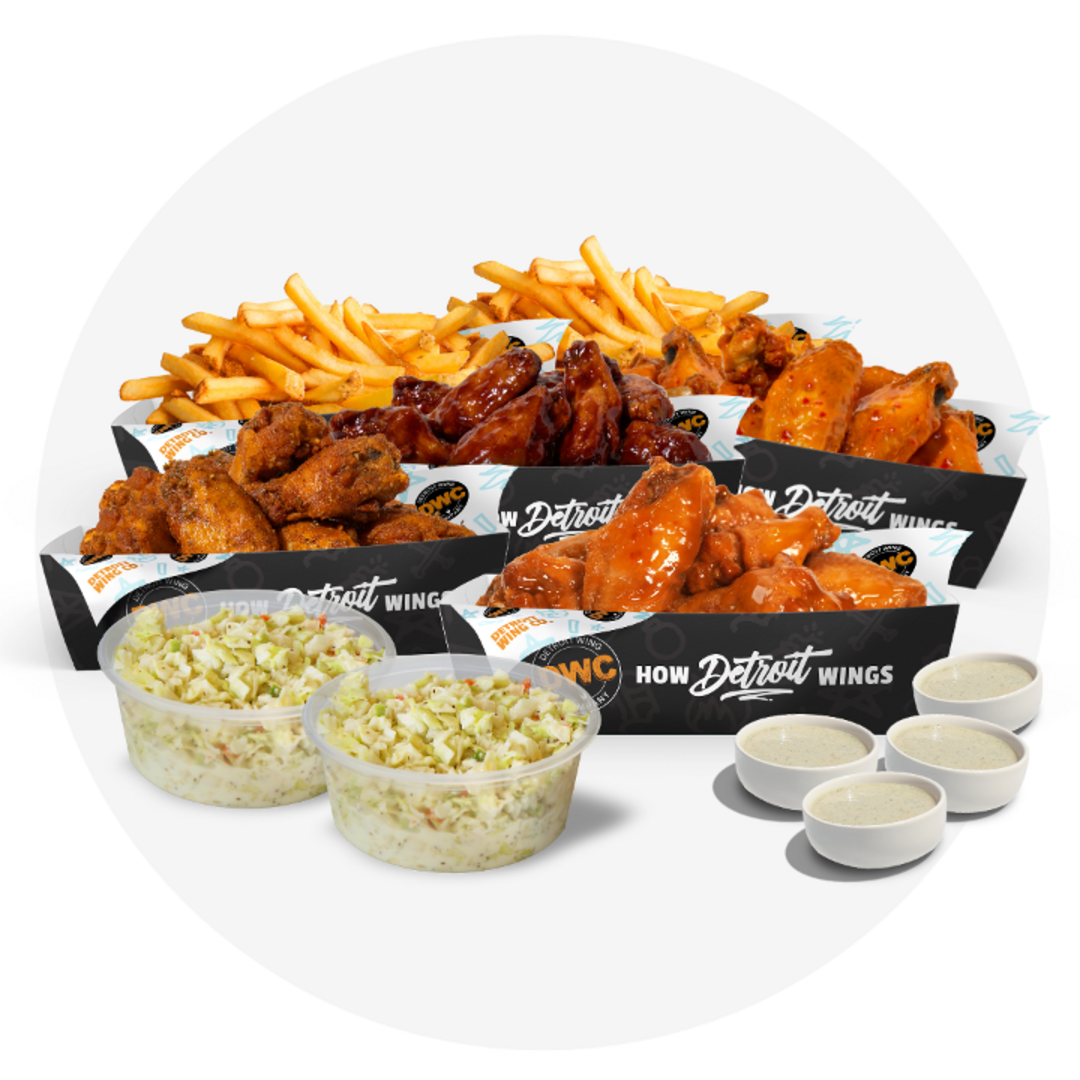 50 Classics, 2 Large Sides, 2 Coleslaws, 4 Dips