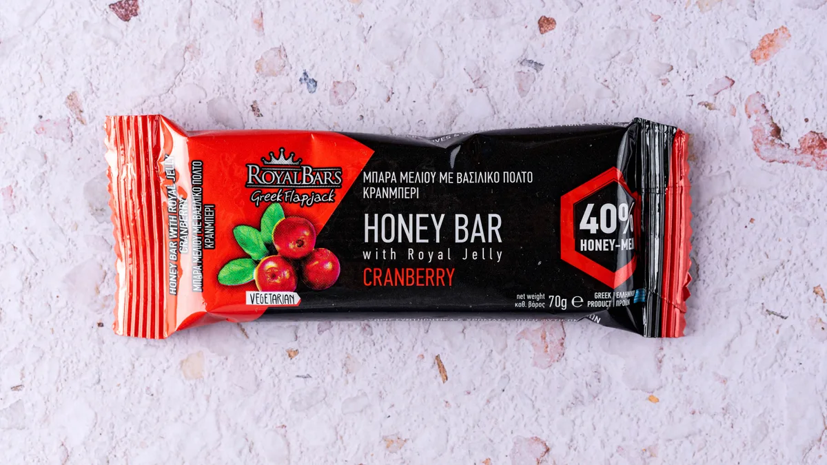 Μπάρα Μελιού με Βασιλικό Πολτό και Cranberry