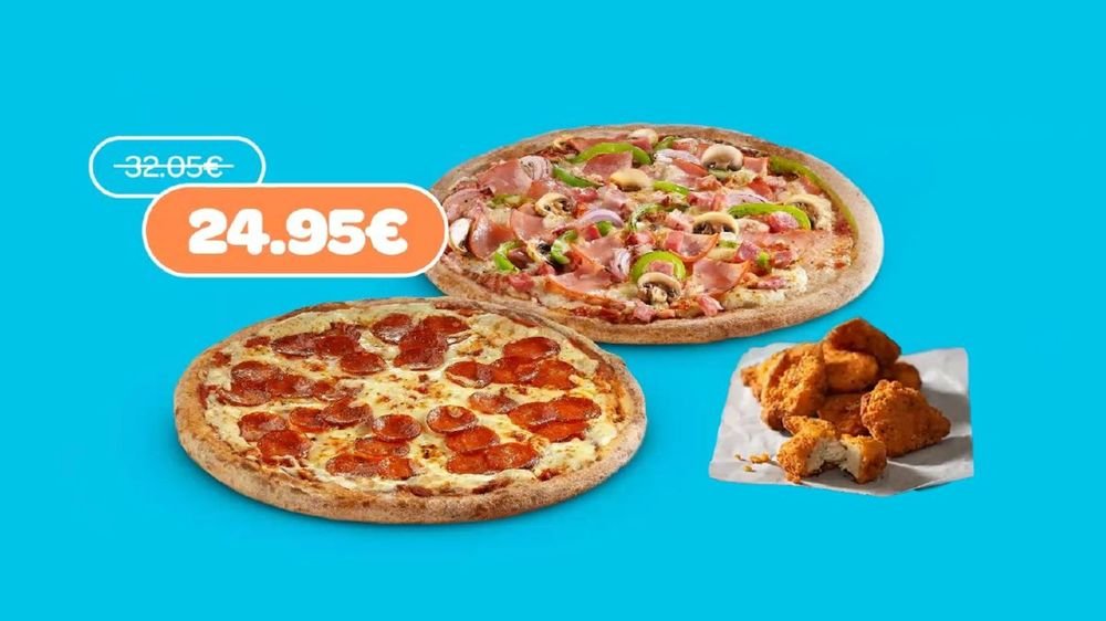 2 Large Classic pizzas + Domino's Chicken for €24.95