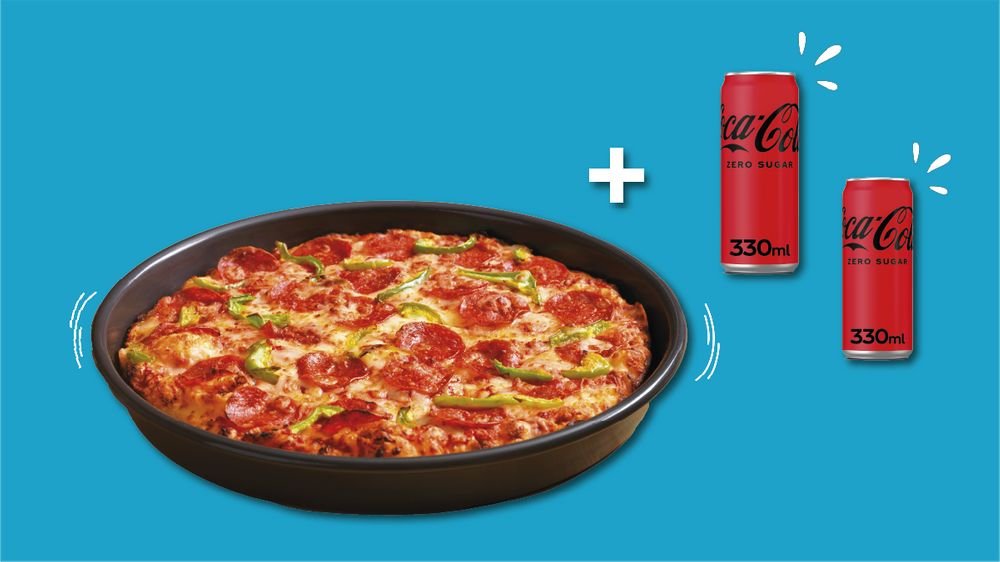 Large Pan pizza + 2 Coca-Cola 330ml