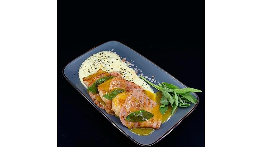 Saltimboca a la romana cu piure de trufe