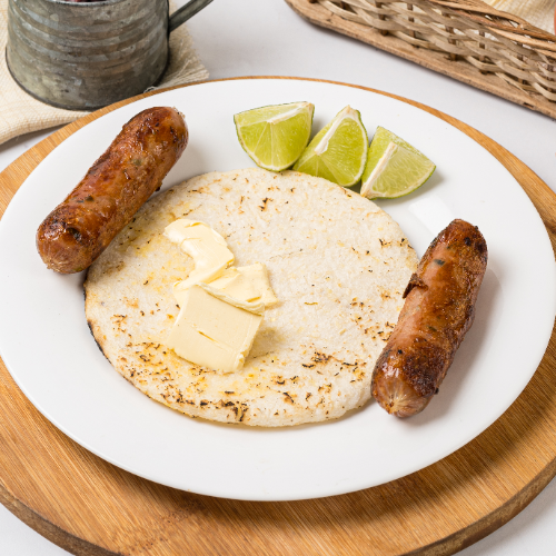 Chorizo con Arepa