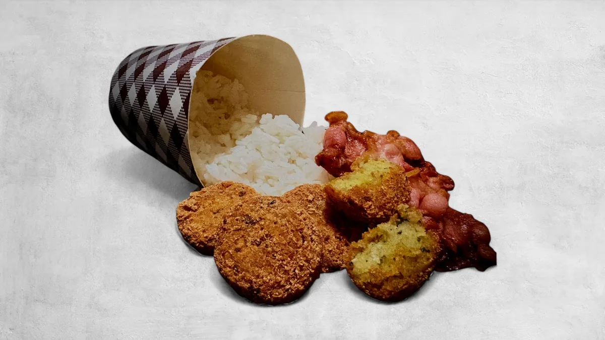 Falafel box rizzsel és baconnel