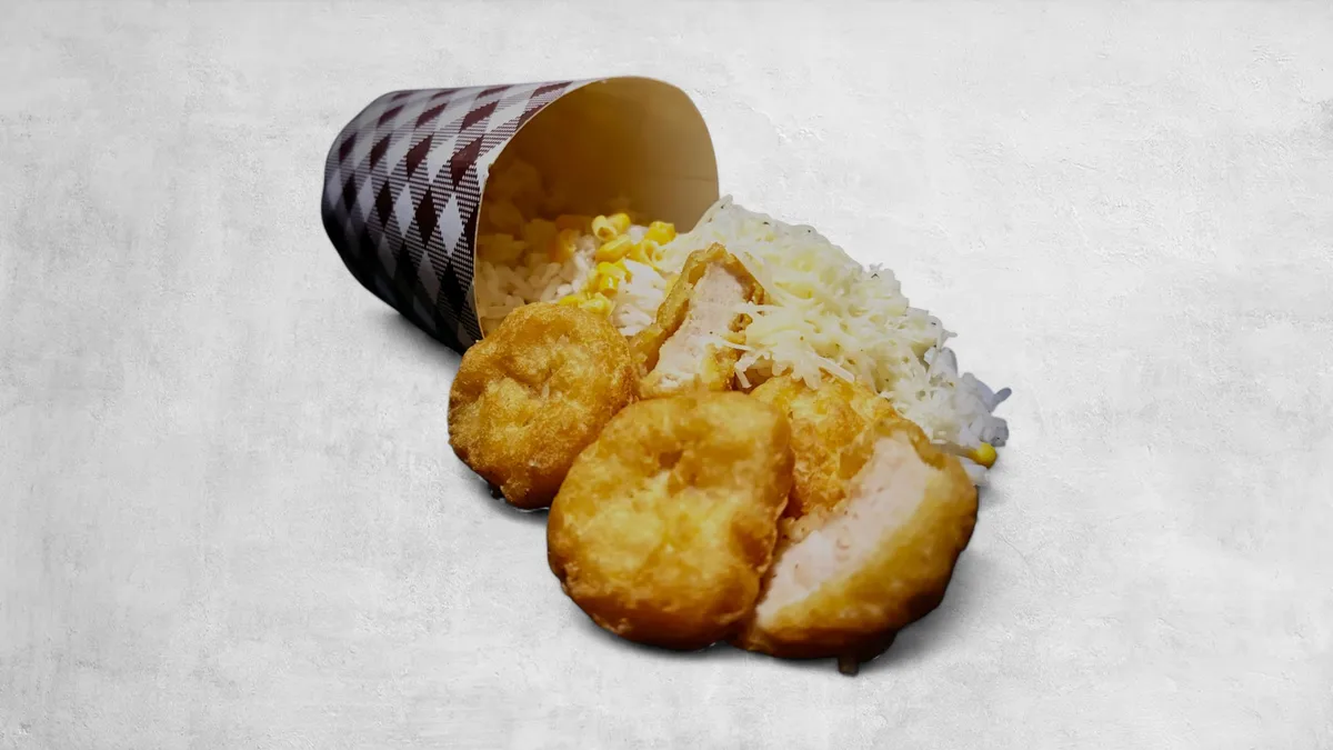 Nuggets box kukoricás rizzsel és sajttal