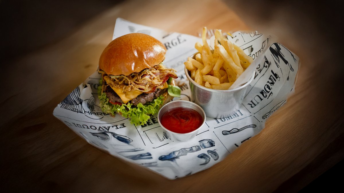 Cheese Burger and French Fries
