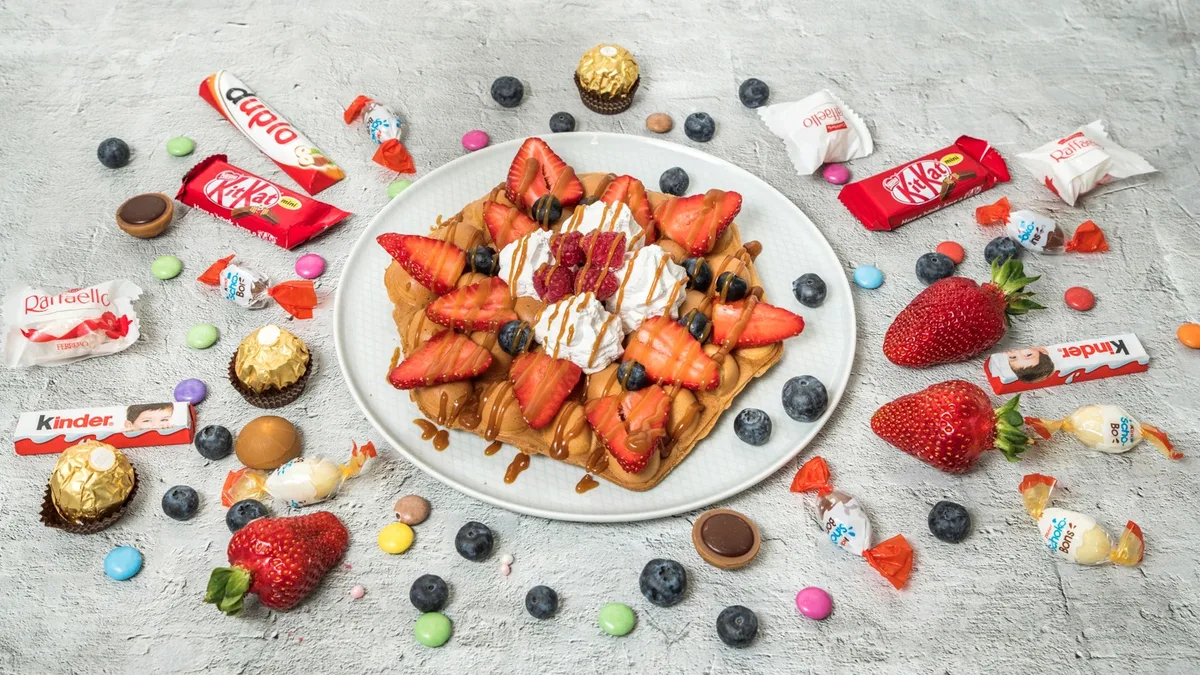 Buborékos nyitott waffle
