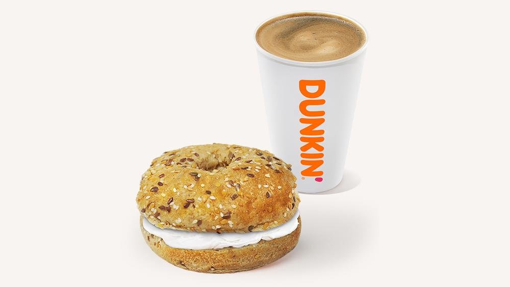 Bagel with cream cheese and Americano