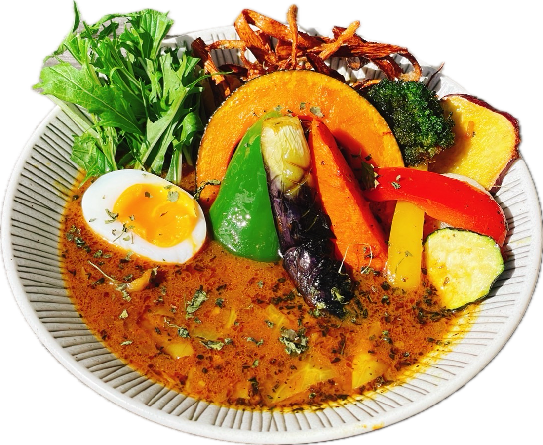 14種類の彩り素揚げ野菜のスープカレー