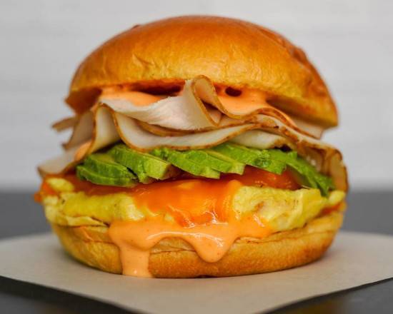 Brioche, Smoked Turkey, Avocado, Egg, and Cheddar
