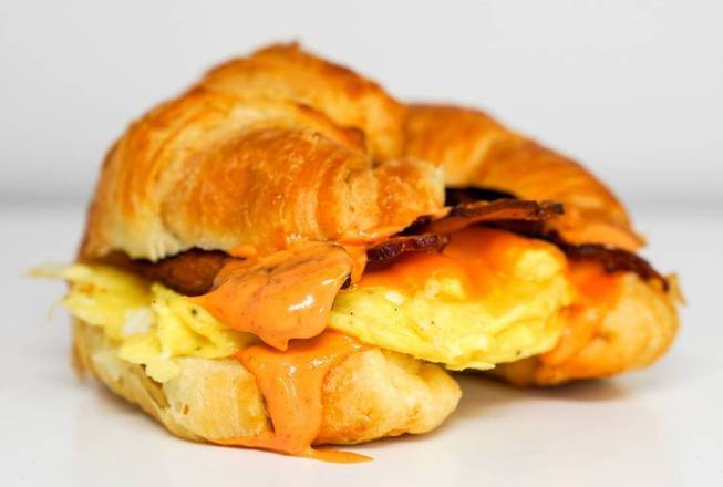 Croissant, Ham, Egg, and Cheddar