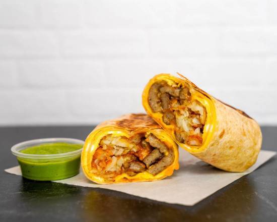 Sausage, Egg, and Cheddar Breakfast Burrito