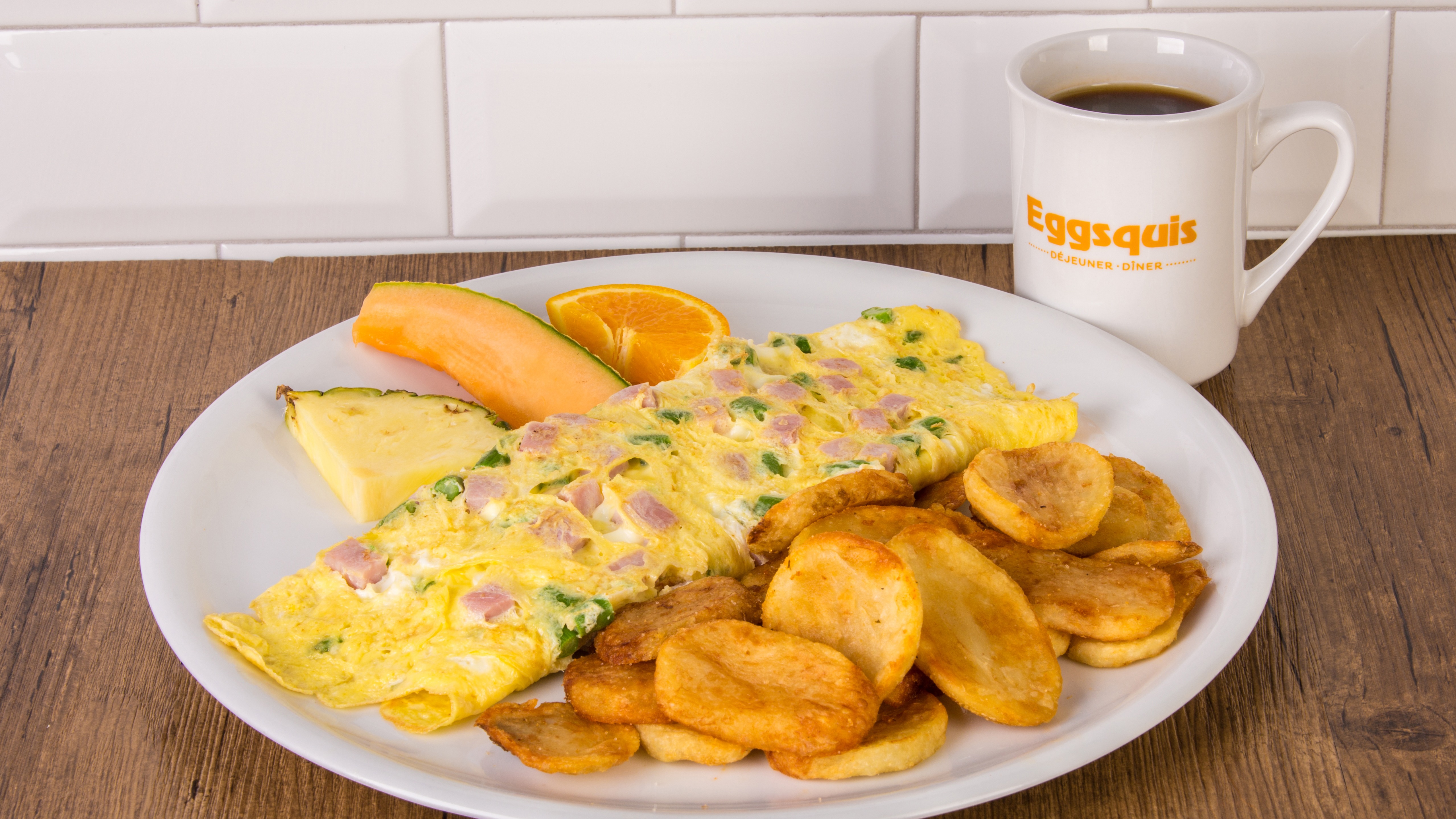 Om. Asperges, jambon et fromage suisse / Asparagus, Ham and Swiss Cheese omelette