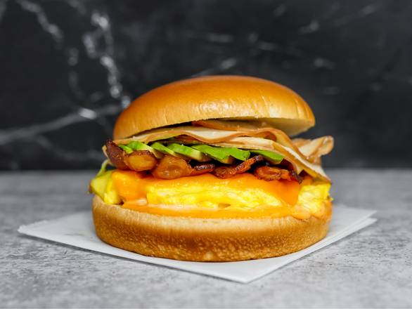 Brioche, Smoked Turkey, Avocado, Egg, and Cheddar