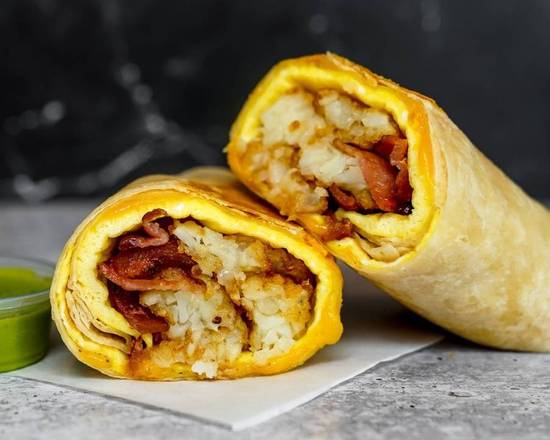 Turkey Bacon, Egg, and Cheddar Breakfast Burrito