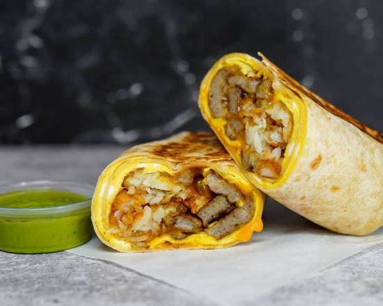 Turkey Sausage, Egg, and Cheddar Breakfast Burrito